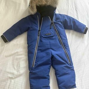 Canada Goose Blue Kids Jacket with Fur Trim